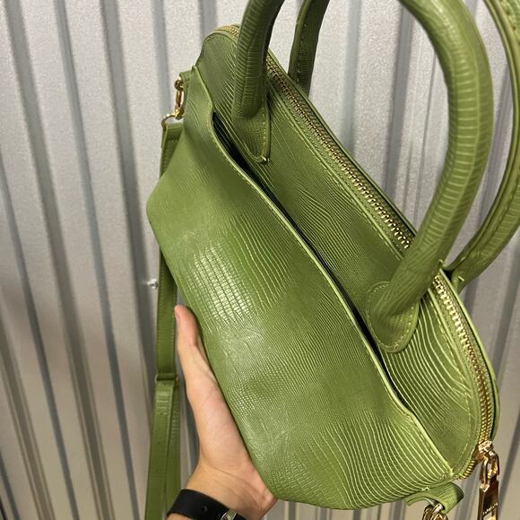 VTG Y2K Neon Green Leather Bebe Bag Purse Unique Shoulder Strap - Picture 5 of 6